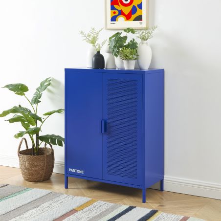 Buffet PANTONE métal bleu électrique 2 portes 75cm