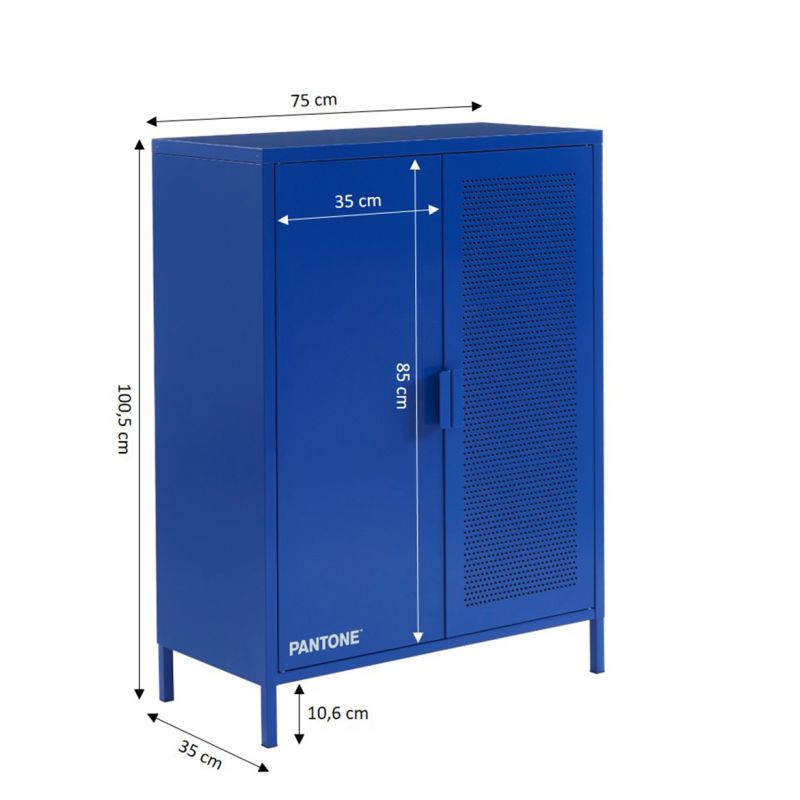 Buffet PANTONE métal bleu électrique 2 portes 75cm