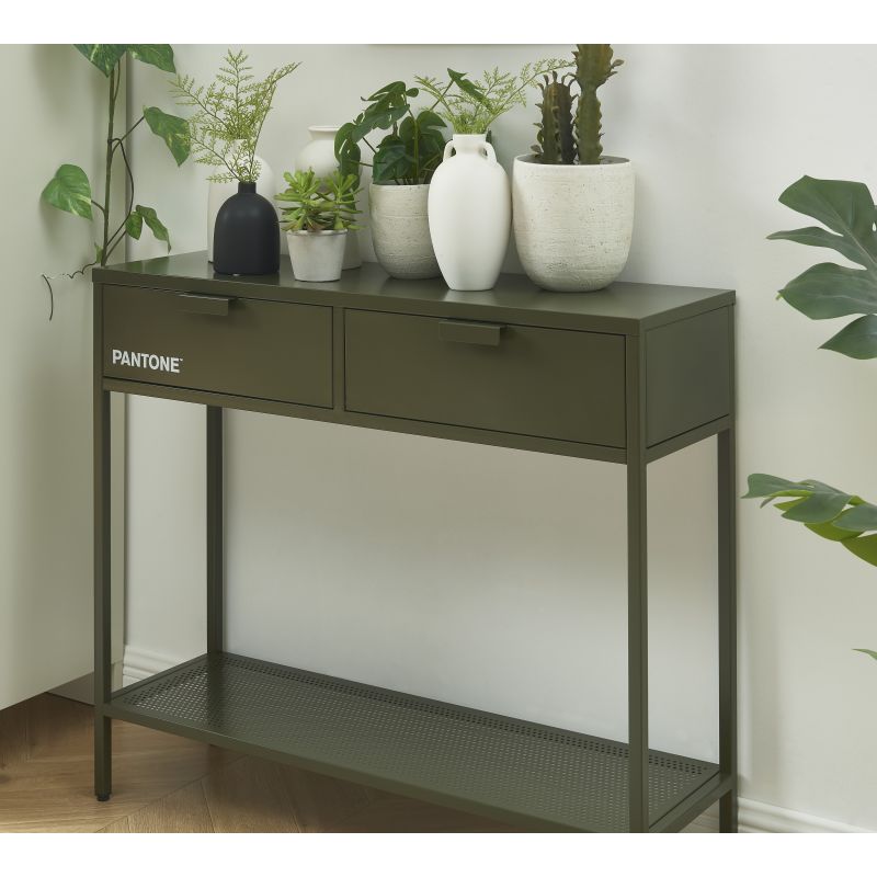 Console PANTONEmétal vert olive foncé 100cm
