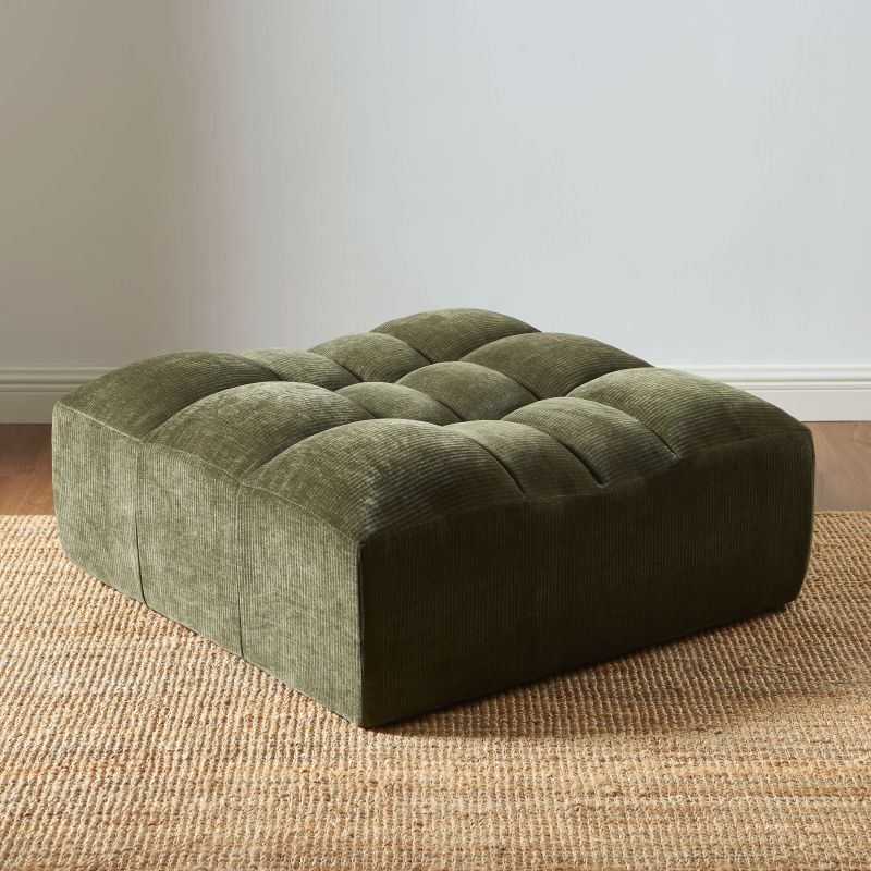 Pouf JANIS modulable 1 place velours vert
