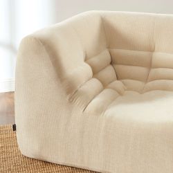 Chauffeuse d'angle JANIS modulable 1 place velours beige