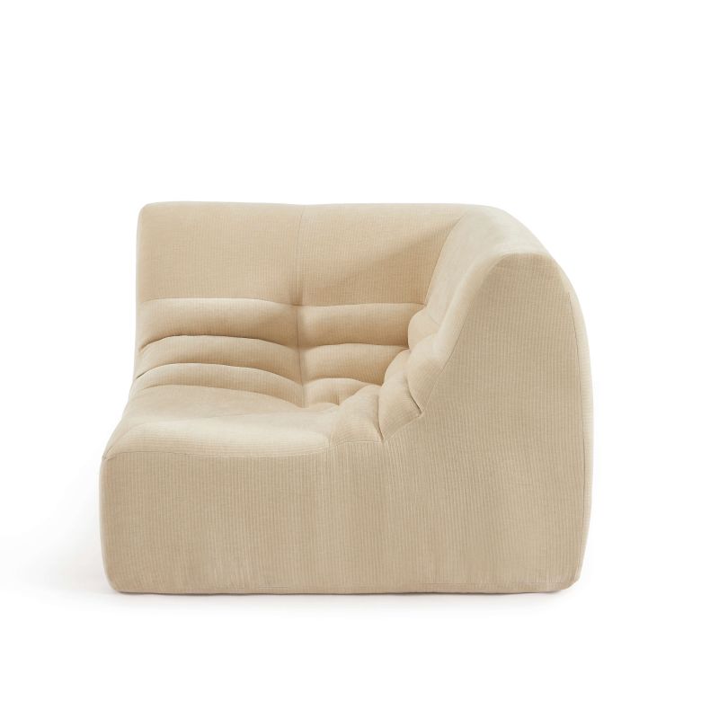 Chauffeuse d'angle JANIS modulable 1 place velours beige