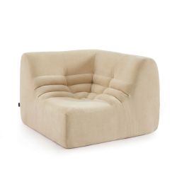Chauffeuse d'angle JANIS modulable 1 place velours beige