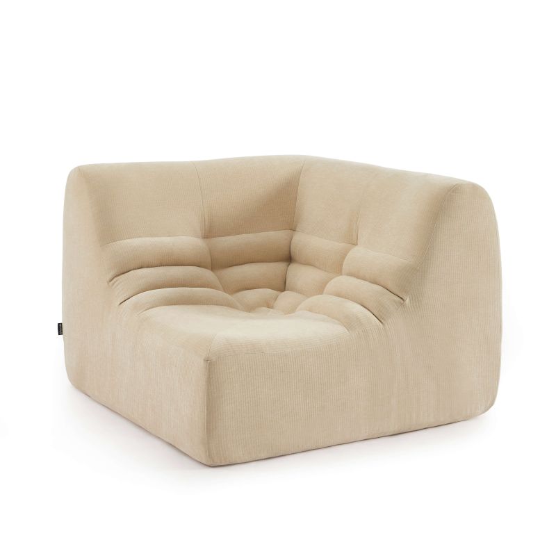 Chauffeuse d'angle JANIS modulable 1 place velours beige