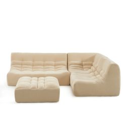 Chauffeuse d'angle JANIS modulable 1 place velours beige