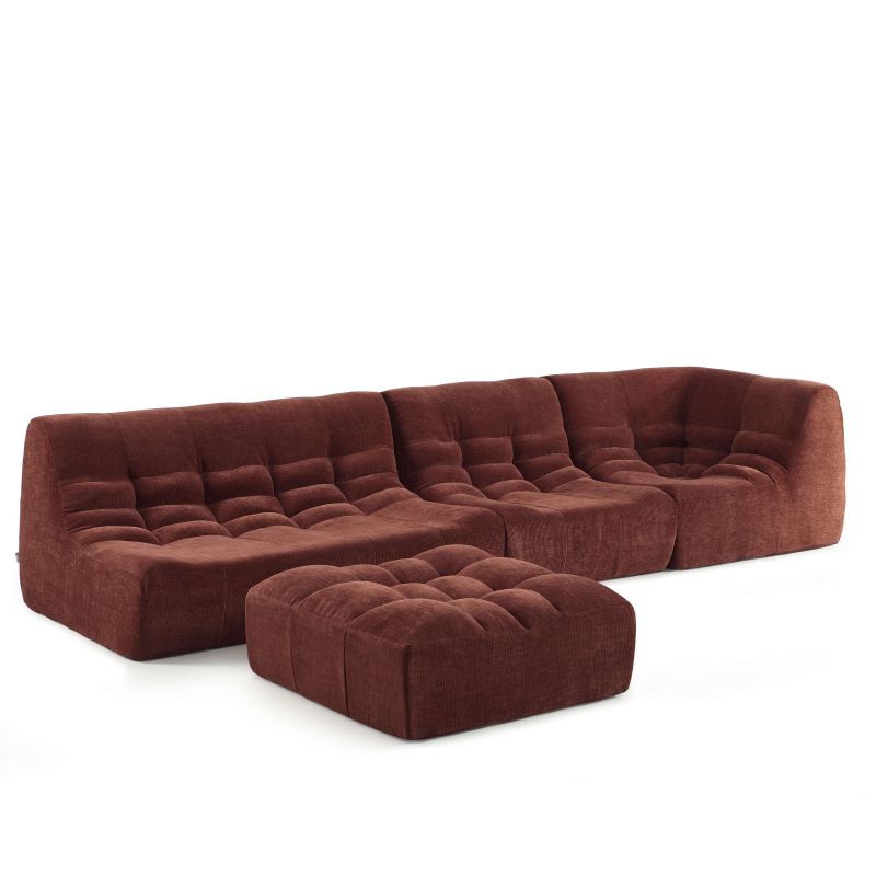 Banquette JANIS modulable 2 places velours bordeaux