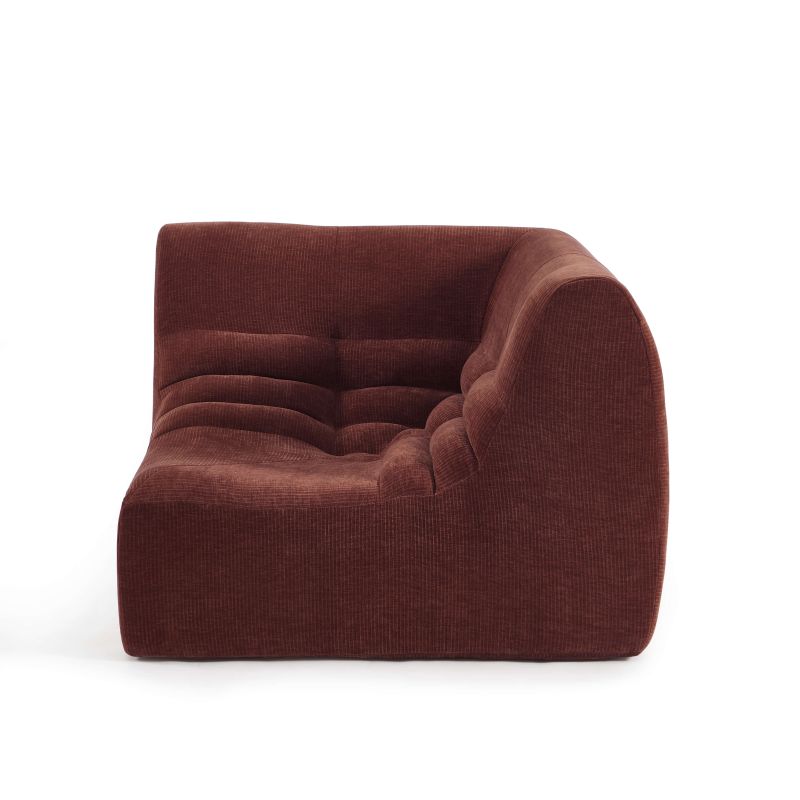 Chauffeuse d'angle JANIS modulable 1 place velours bordeaux