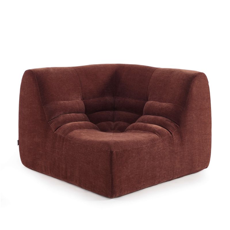 Chauffeuse d'angle JANIS modulable 1 place velours bordeaux