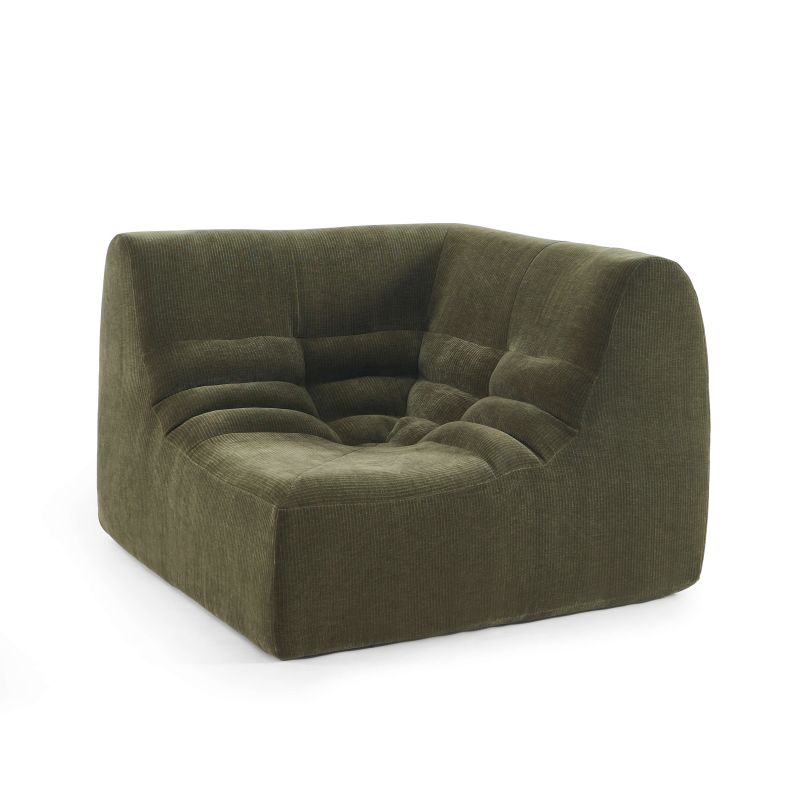 Chauffeuse d'angle JANIS modulable 1 place velours vert