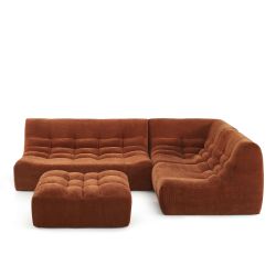 Banquette JANIS modulable 2 places velours terracotta