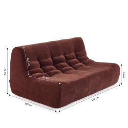Banquette JANIS modulable 2 places velours bordeaux