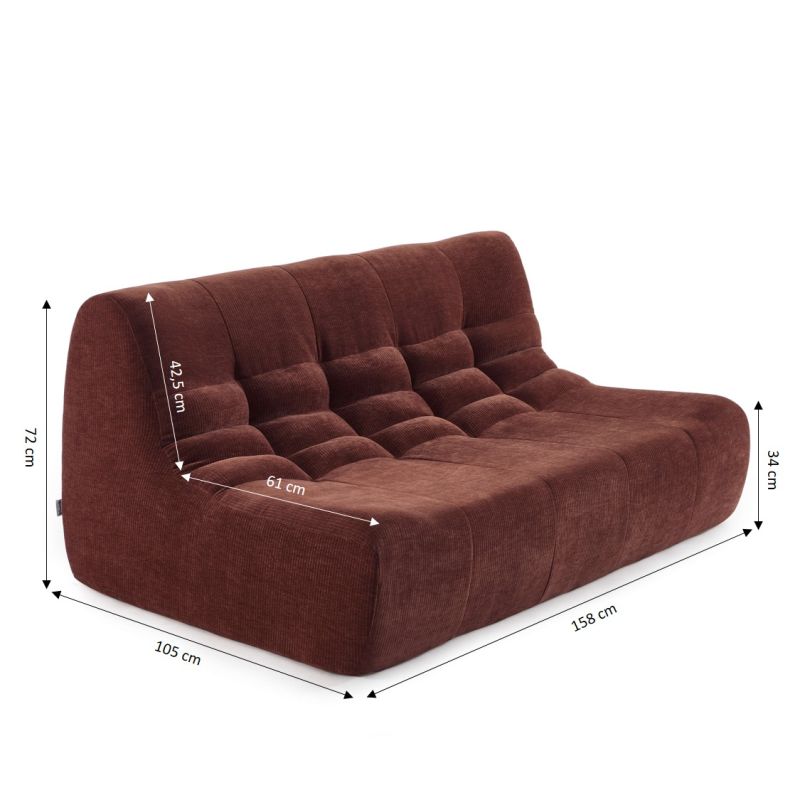Banquette JANIS modulable 2 places velours bordeaux