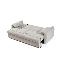 Canapé droit convertible ANGEA 3 places tissu chenille tramé beige