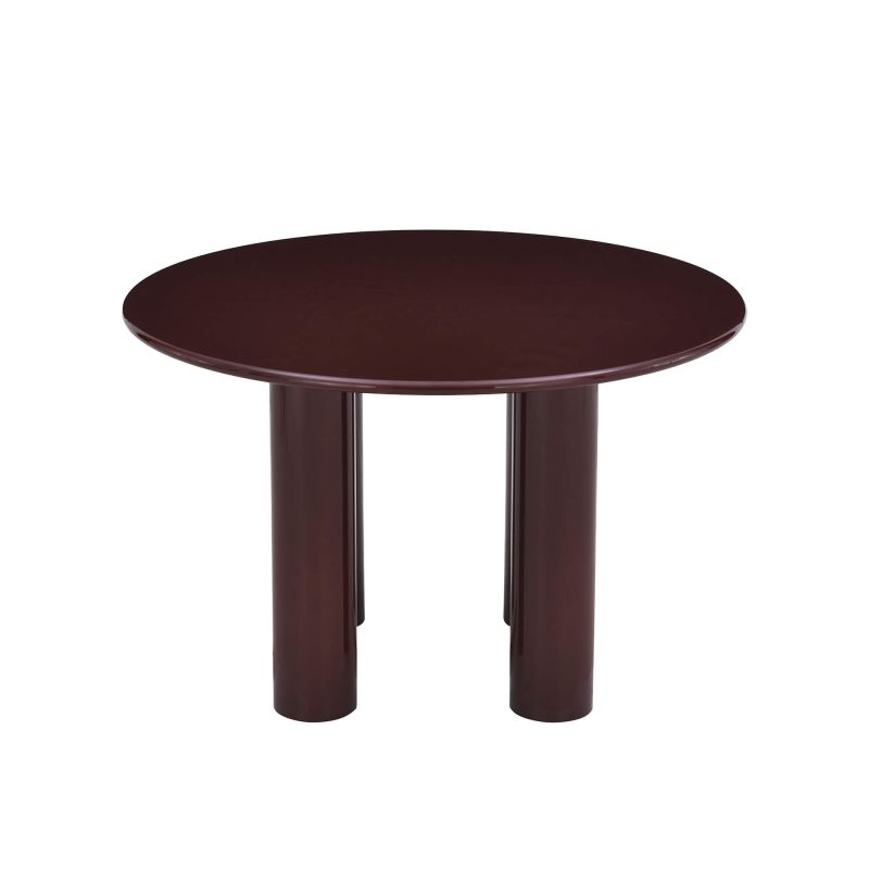 Table de séjour ronde NORI laquée brillante marron 120cm
