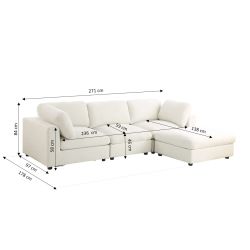 Canapé d'angle modulable MIZAR 4 places tissu beige