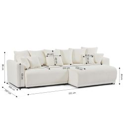 Canapé d'angle convertible et réversible SOLINE 4 places tissu beige