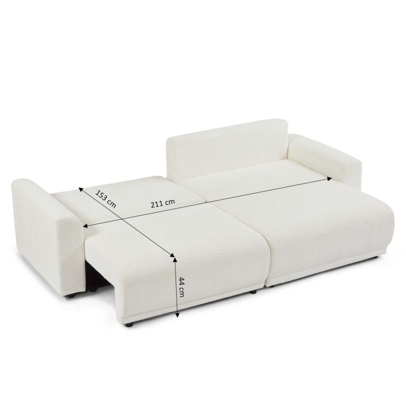 Canapé d'angle convertible et réversible SOLINE 4 places tissu beige