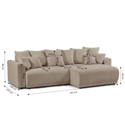 Canapé d'angle convertible et réversible SOLINE 4 places tissu taupe