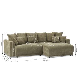 Canapé d'angle convertible et réversible SOLINE 4 places tissu vert