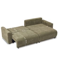 Canapé d'angle convertible et réversible SOLINE 4 places tissu vert