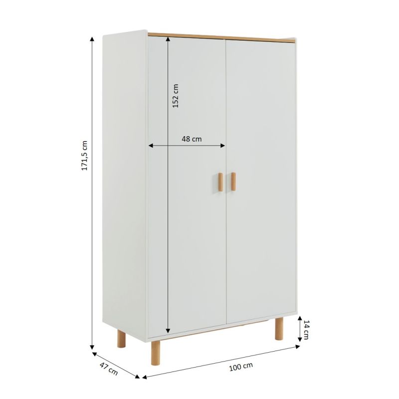 Armoire enfant AURA blanc 2 portes