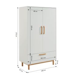 Armoire enfant ROME blanc 2 portes
