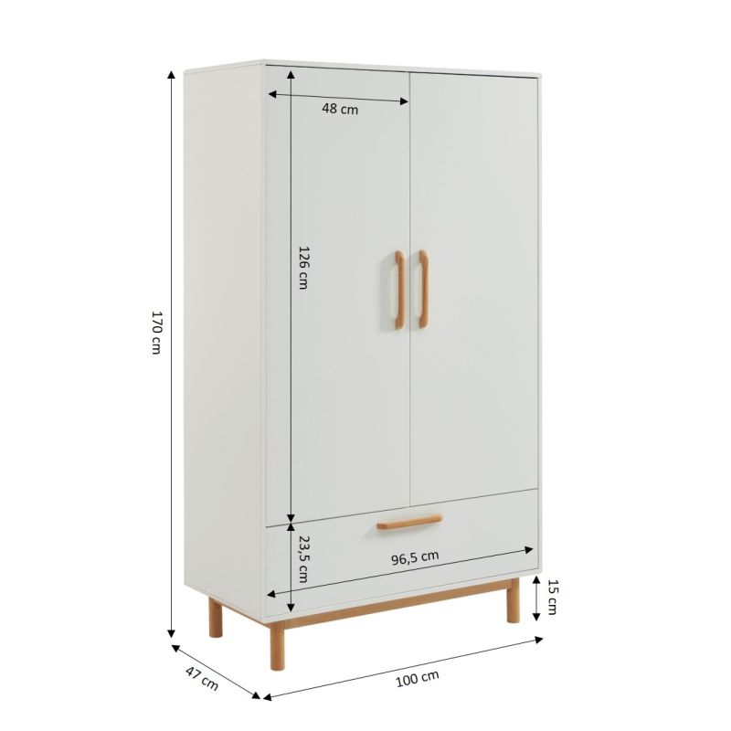 Armoire enfant ROME blanc 2 portes