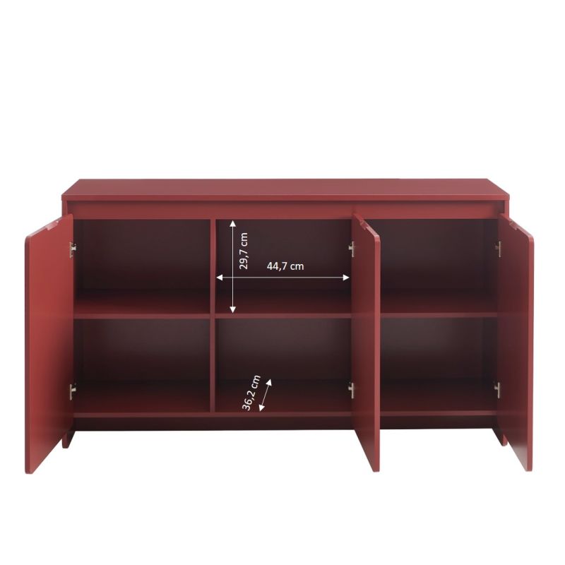 Buffet AKKA 3 portes bordeaux 140 cm