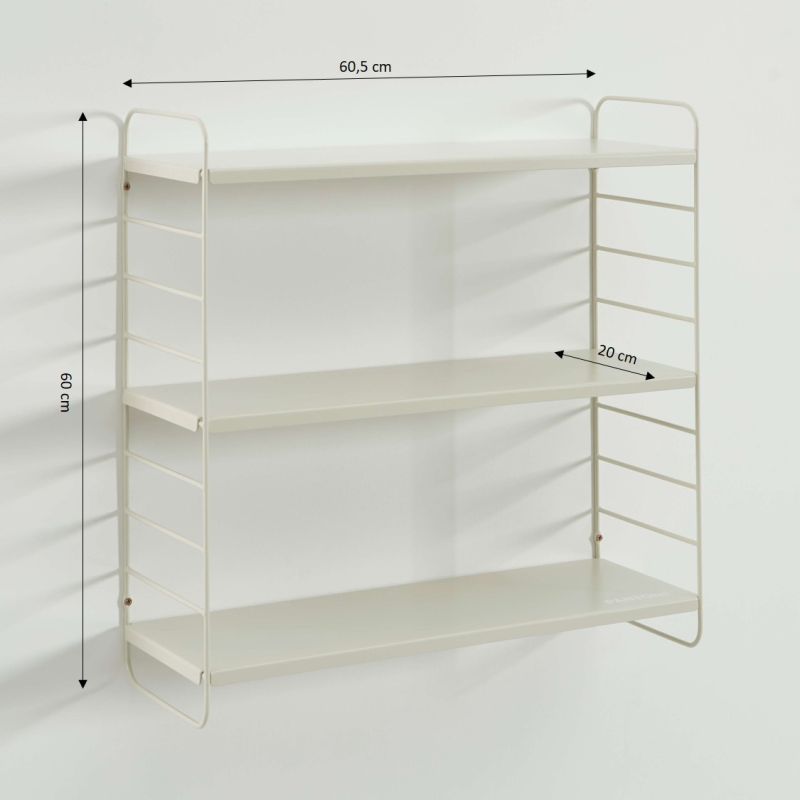 Etagère murale 3 niveaux PANTONE métal beige sable 60,5x20cm