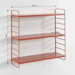 Etagère murale 3 niveaux PANTONE métal terracotta 60,5x20cm