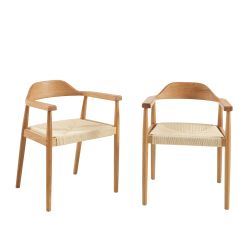 Lot de 2 chaises MARTIE chêne massif et corde