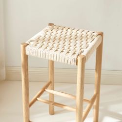 Lot de 2 tabourets ELLIO chêne massif et corde