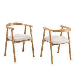 Lot de 2 chaises LORENZ chêne massif et tissu beige