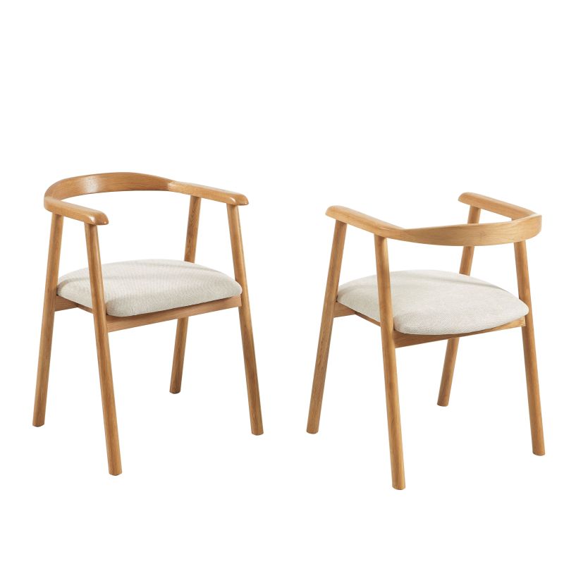 Lot de 2 chaises LORENZ chêne massif et tissu beige