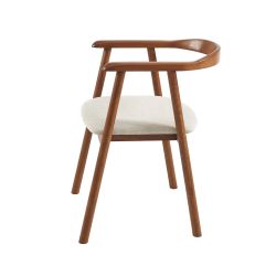 Lot de 2 chaises LORENZ chêne massif couleur noyer et tissu beige