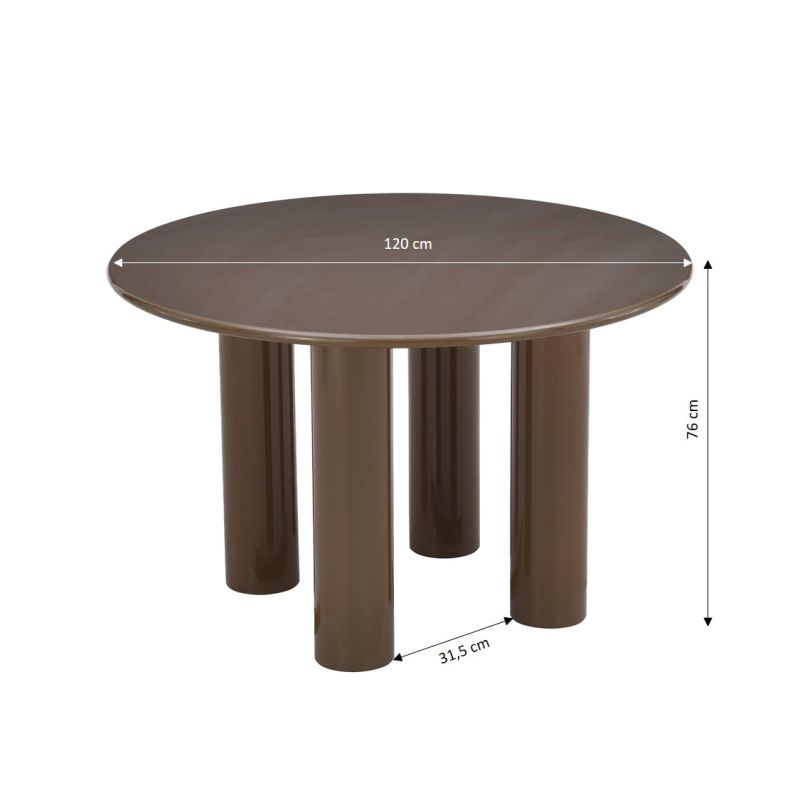 Table de séjour ronde NORI laquée brillante verte 120cm