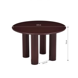Table de séjour ronde NORI laquée brillante marron 120cm