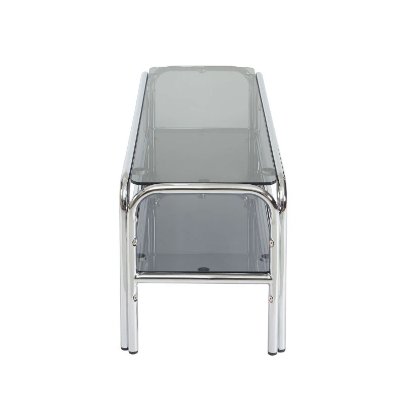 Meuble TV MAGGY verre trempé noir structure en chrome