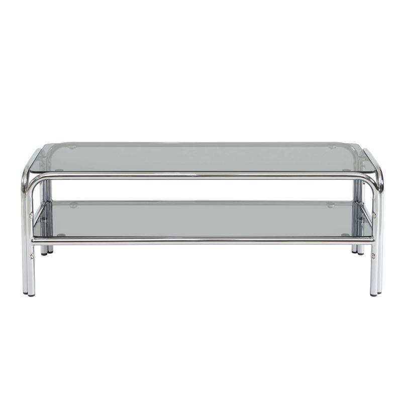 Meuble TV MAGGY verre trempé noir structure en chrome