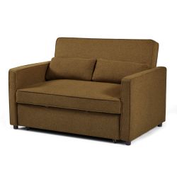 Canapé droit convertible NEVA 2 places tissu marron