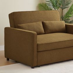 Canapé droit convertible NEVA 2 places tissu marron