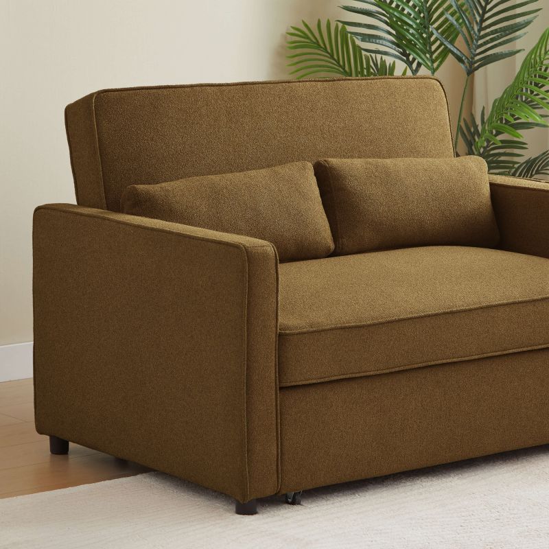 Canapé droit convertible NEVA 2 places tissu marron