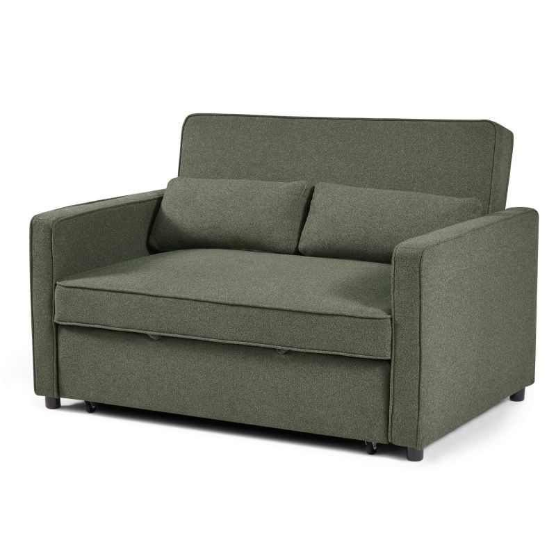 Canapé droit convertible NEVA 2 places tissu vert