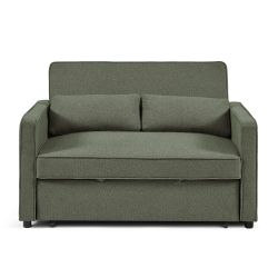 Canapé droit convertible NEVA 2 places tissu vert