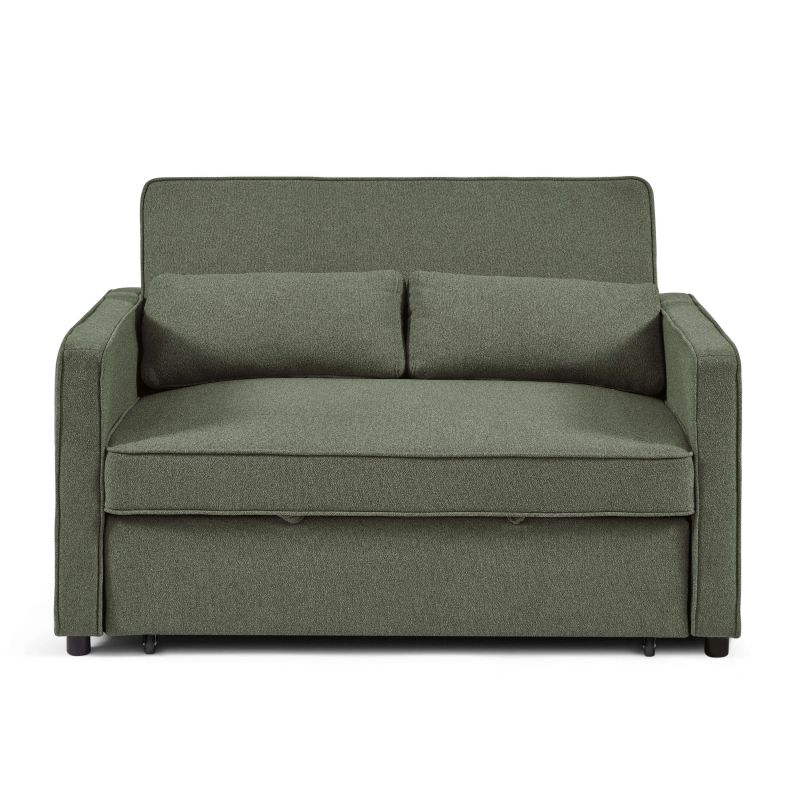Canapé droit convertible NEVA 2 places tissu vert