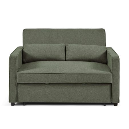 Canapé droit convertible NEVA 2 places tissu vert