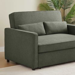 Canapé droit convertible NEVA 2 places tissu vert