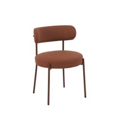 Lot de 2 chaises NOA tissu terracotta pieds métal finition noyer