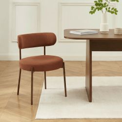 Lot de 2 chaises NOA tissu terracotta pieds métal finition noyer