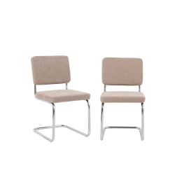 Lot de 2 chaises JACK tissu marron pieds métal chromé